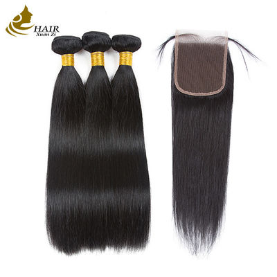 गुणवत्ता  Unprocessed Brazilian Remy Human Hair Extensions Straight Bundles With Closure फैक्टरी