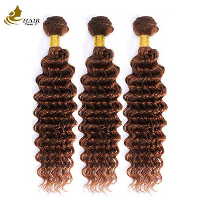 गुणवत्ता  Peruvian Hair Deep Curl Copper 33# Brown color virgin Human Hair weft Bundles फैक्टरी