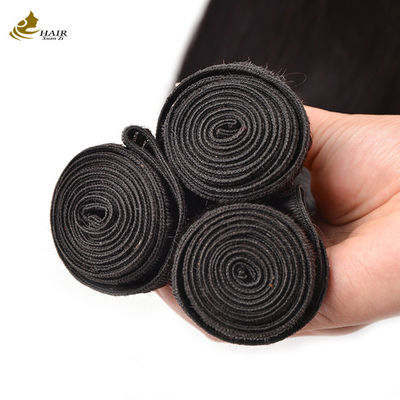 असंसाधित 100% वर्जिन हेयर ह्यूमन बंडल, प्राकृतिक रंग, सीधे बाल, वीफ़्ट के साथ क्लोजर