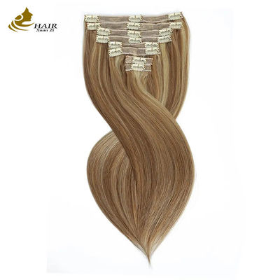 10 टुकड़ा पेरूवीयन क्लिप इन पोनीटेल एक्सटेंशन स्ट्रॉबेरी ब्लोंड असली मानव बाल