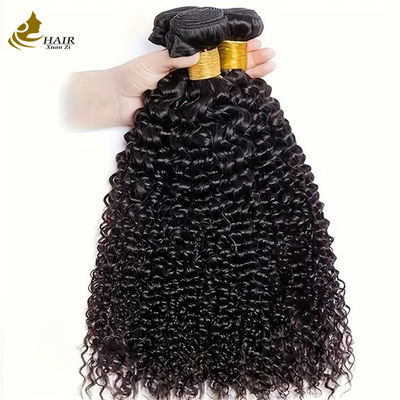 प्राकृतिक काले किन्नी घुंघराले ब्राजीलियाई मानव बाल बंडल बाल एक्सटेंशन Weft
