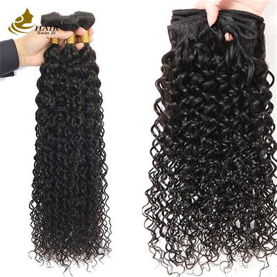 प्राकृतिक काले किन्नी घुंघराले ब्राजीलियाई मानव बाल बंडल बाल एक्सटेंशन Weft