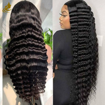 13*4 फीता गहरी घुंघराली लहर मानव बाल विग प्राकृतिक काले कुंवारी बाल विग