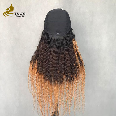यू-आकार की लंबी घुंघराली तरंग 1b/4/27 रंगीन अनुकूलित मानव बाल विग